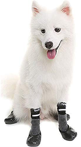 BINGPET Dog Socks for Hardwood Floors, Outdoor Anti Slip Waterproof Paw Protector with Reflective StrapsTraction Control