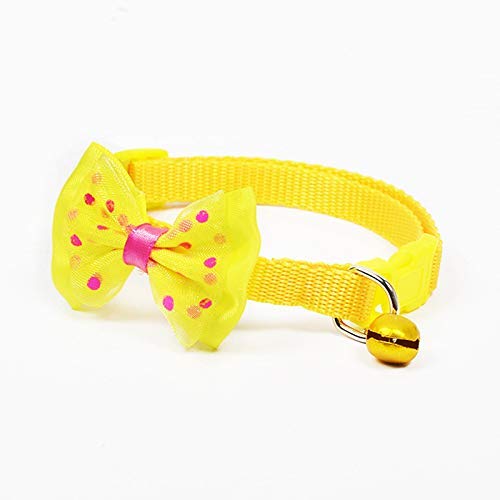 yasma 8 pcs Bowtie Cat Collar -cat Collar with Bell Kitten Collars with Bell Charm, Set of 8, Solid & Safe, Nylon, Mixed Colors,