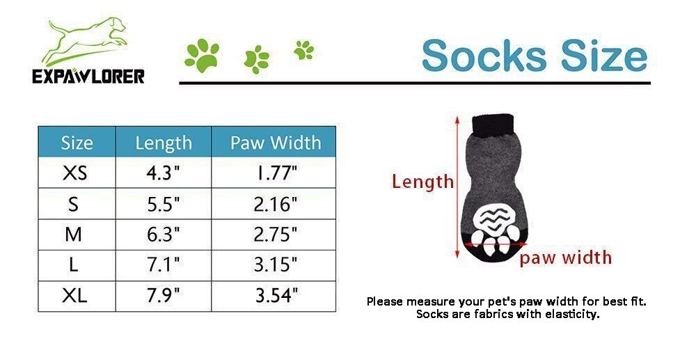 EXPAWLORER Anti-Slip Dog Socks Traction Control for Indoor Wear, Paw Protection