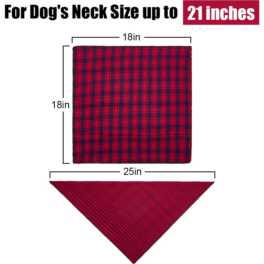 Dog Bandanas - 6PCS Birthday Gift Washable Green Black Brown Blue Red Dog Bandana Square Plaid Printing Dog Bib Double Reversible Kerchief Scarf Adjustable Accessories for Small to Large Dog Puppy Cat