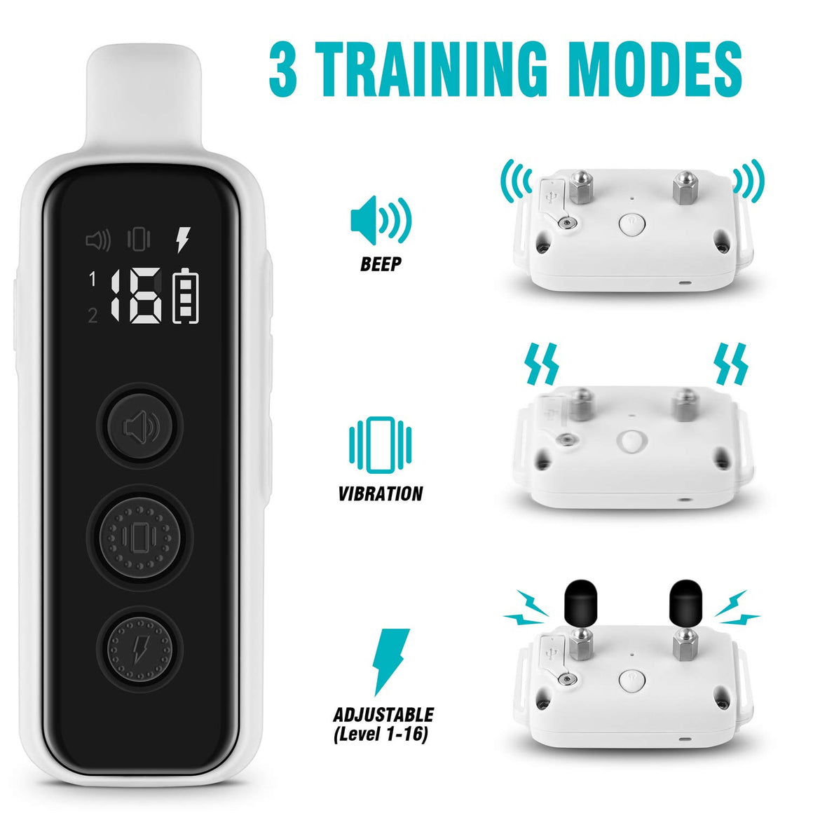 Bousnic Shock Collar for Dogs - Waterproof Rechargeable Dog Electric Training Collar with Remote for Small Medium Large Dogs with 3 Training Modes (Beep, Vibration, Safe Shock)