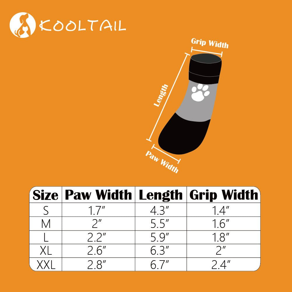 KOOLTAIL Dog Socks Anti Slip with Straps Traction Control Waterproof Paw Protector