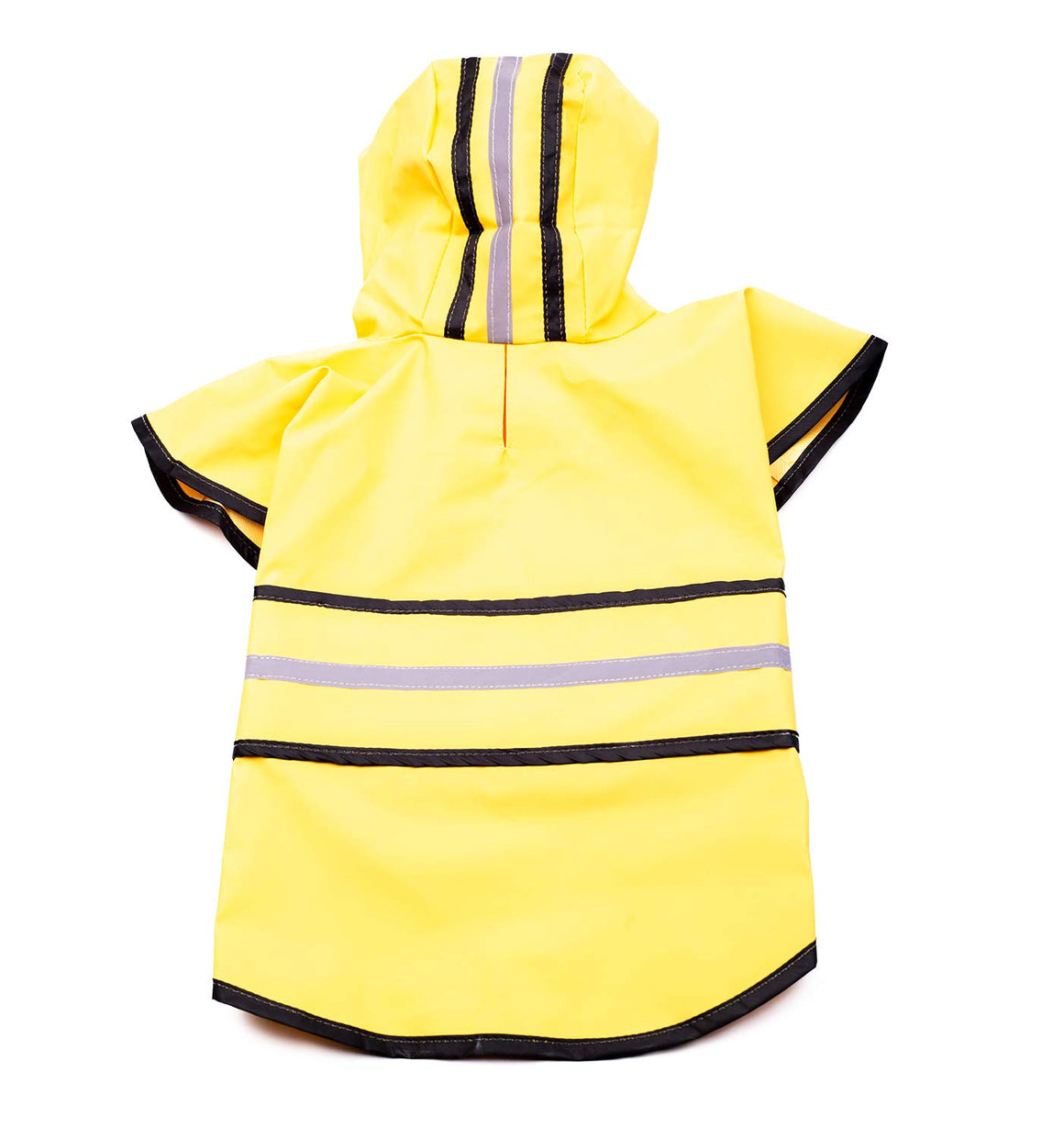 Fashion Pet Dog Raincoat For Small Dogs | Dog Rain Jacket With Hood | Dog Rain Poncho | 100% Polyester | Water Proof | Yellow w\/ Grey Reflective Stripe | Perfect Rain Gear For Your Pet! by Ethical Pet