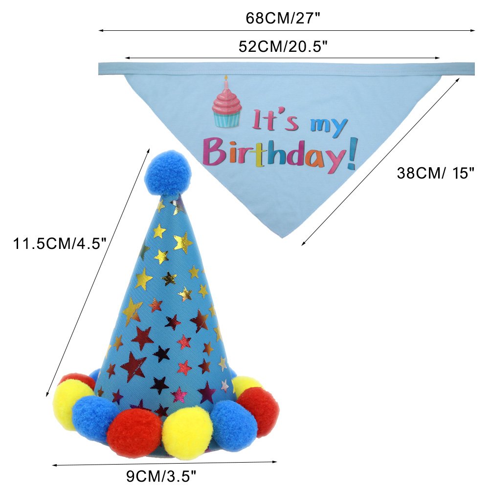 PUPTECK Dog Birthday Bandana Scarfs with Cute Doggie Birthday Party Hat