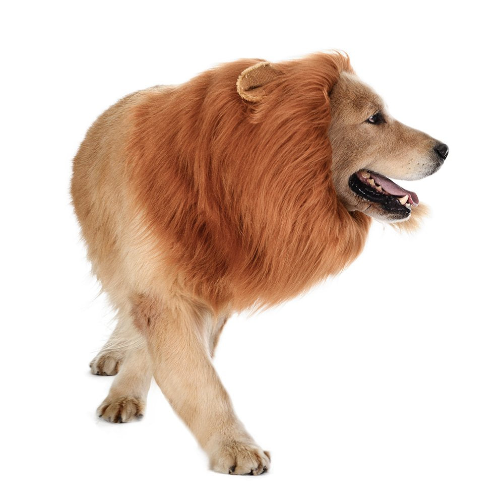 TOMSENN Dog Lion Mane - Realistic & Funny Lion Mane for Dogs - Complementary Lion Mane for Dog Costumes - Lion Wig for Medium to Large Sized Dogs Lion Mane Wig for Dogs