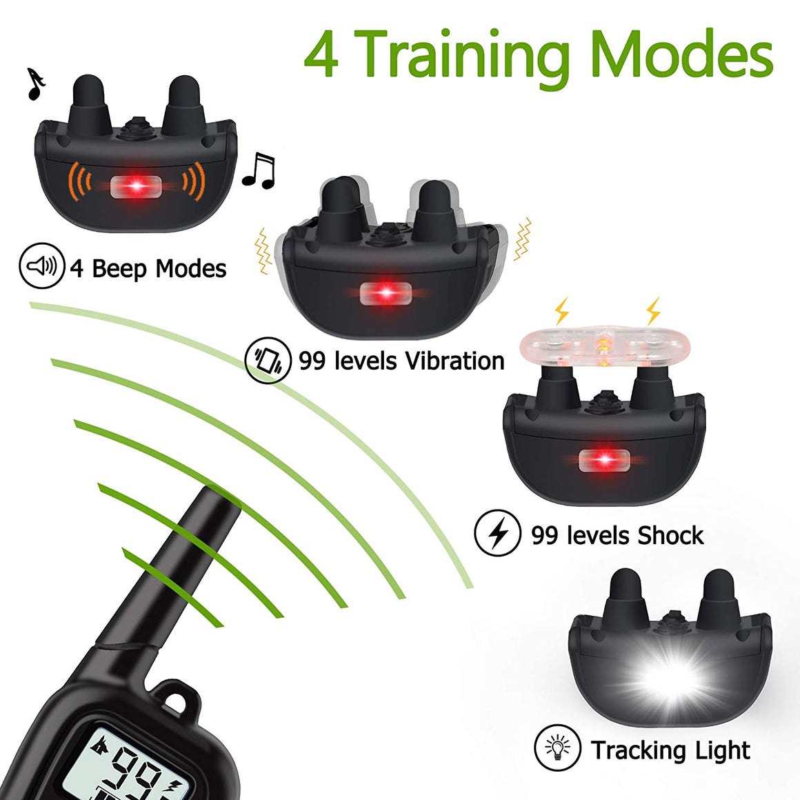 WILLBEST 2019 Upgraded Dog Training Collar Waterproof and Rechargeable Range 1650 Ft Shock Collar with Beep,Vibration,Shock,Tracking Light Modes