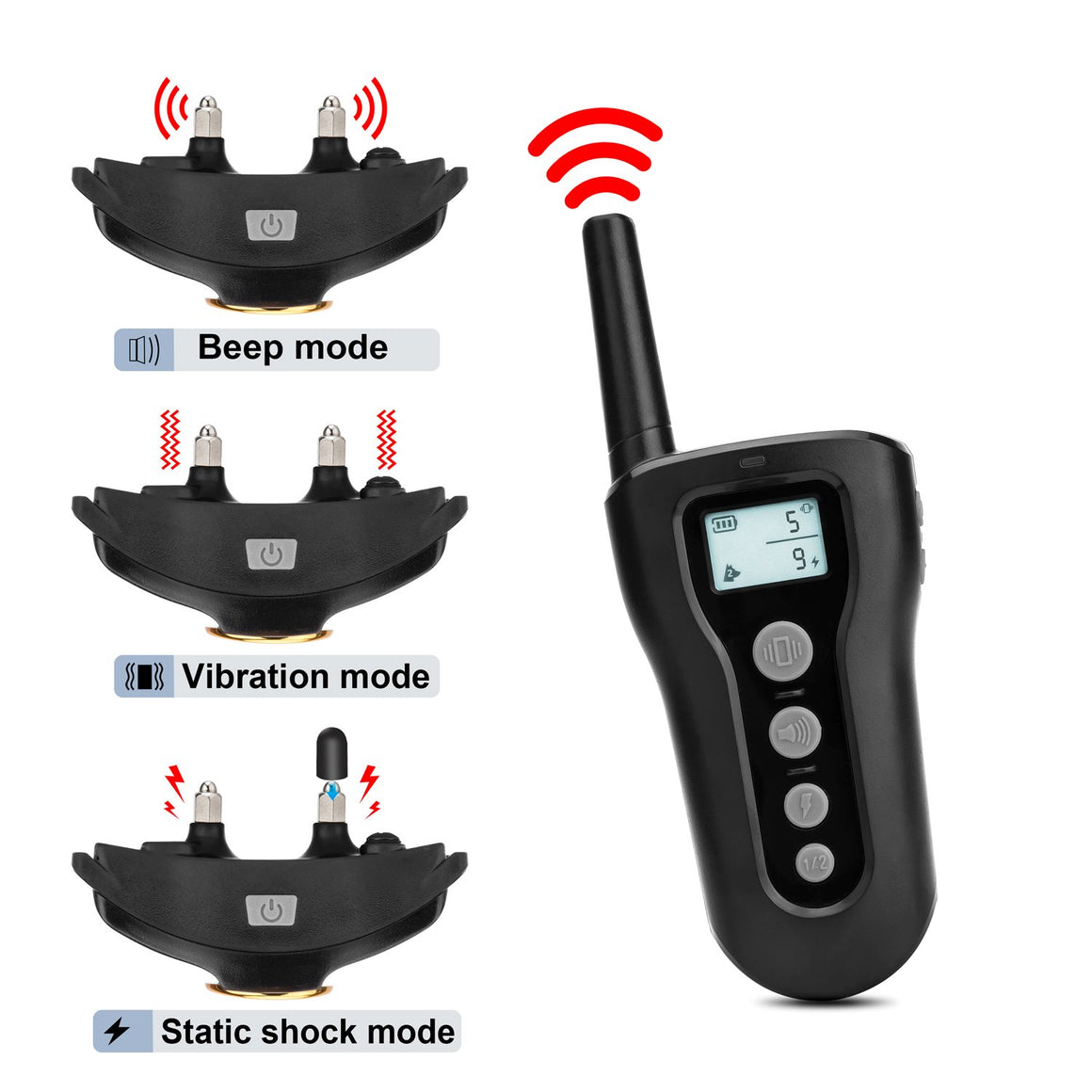 Bousnic Dog Training Collar 2 Dogs Upgraded 1000ft Remote Rechargeable Waterproof Electric Shock Collar with Beep Vibration Shock for Small Medium Large Dogs (10lbs - 120lbs)