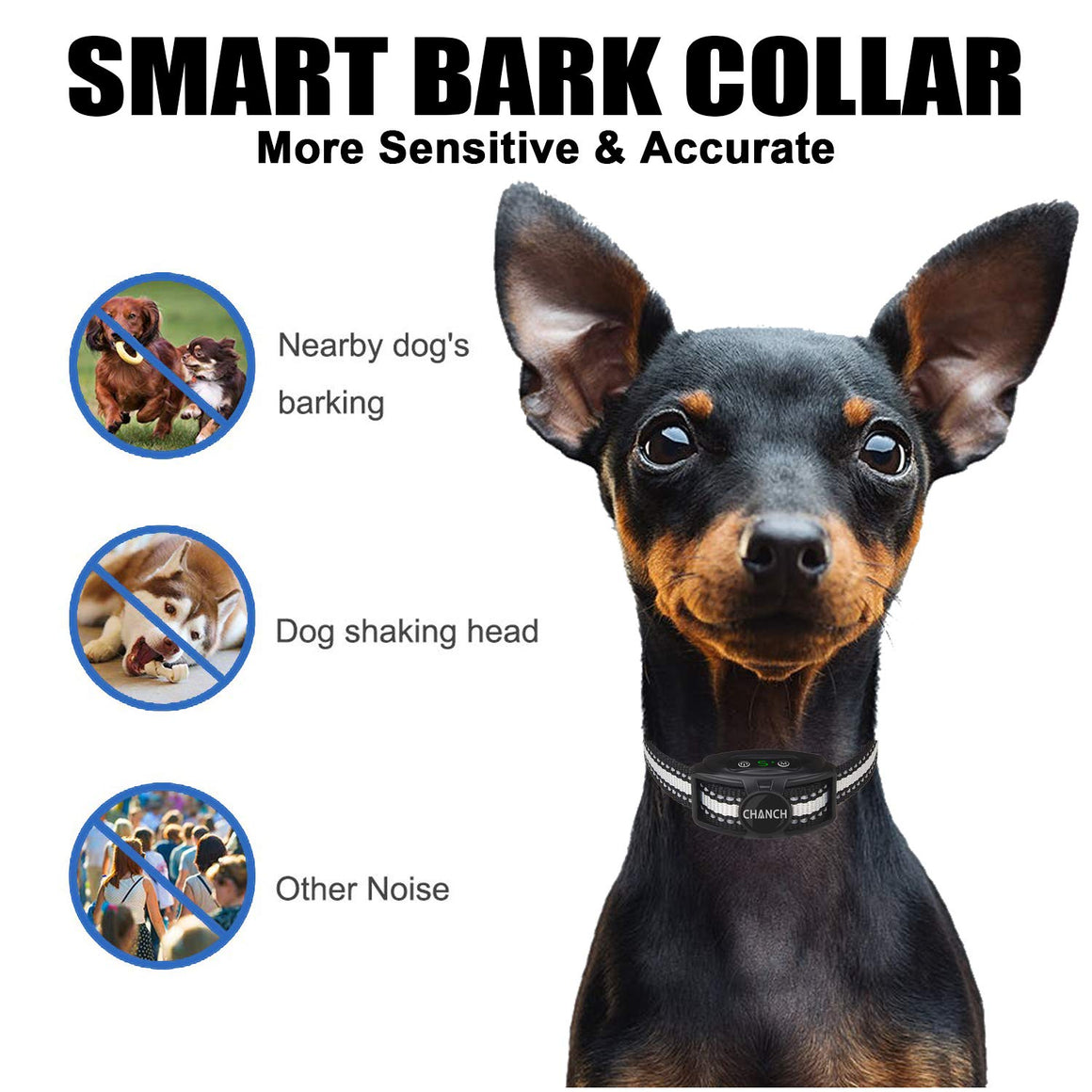 Bark Collar Rechargeable [Upgraded 2020] - Anti Barking Collar for Dogs - No Shock Bark Collars with Dual Vibration Motor - Humane Dog Bark Collar Stop Barking for Small Medium Dogs