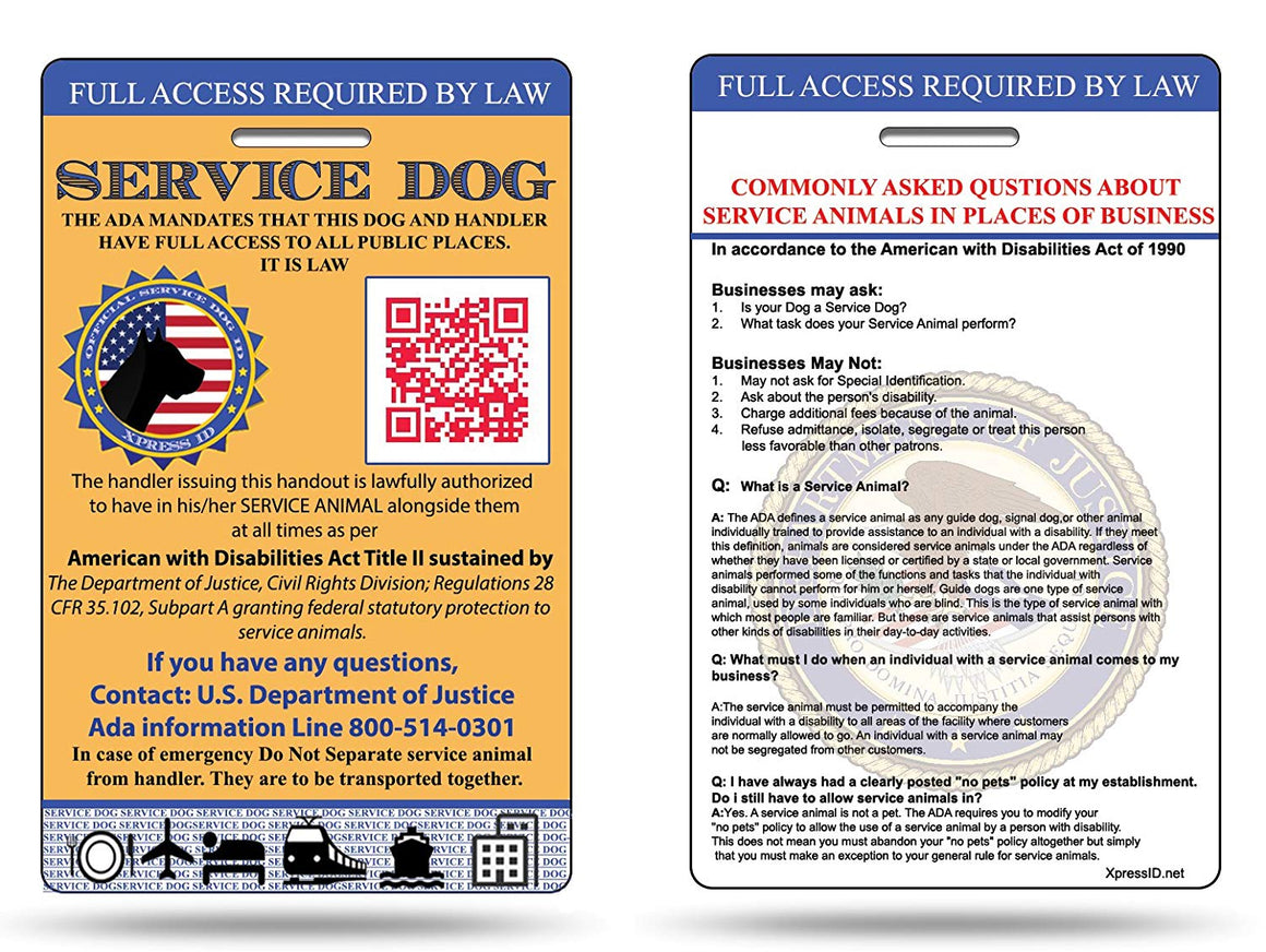 XpressID Service Dog ID Card | Includes Registration to National Dog Registry