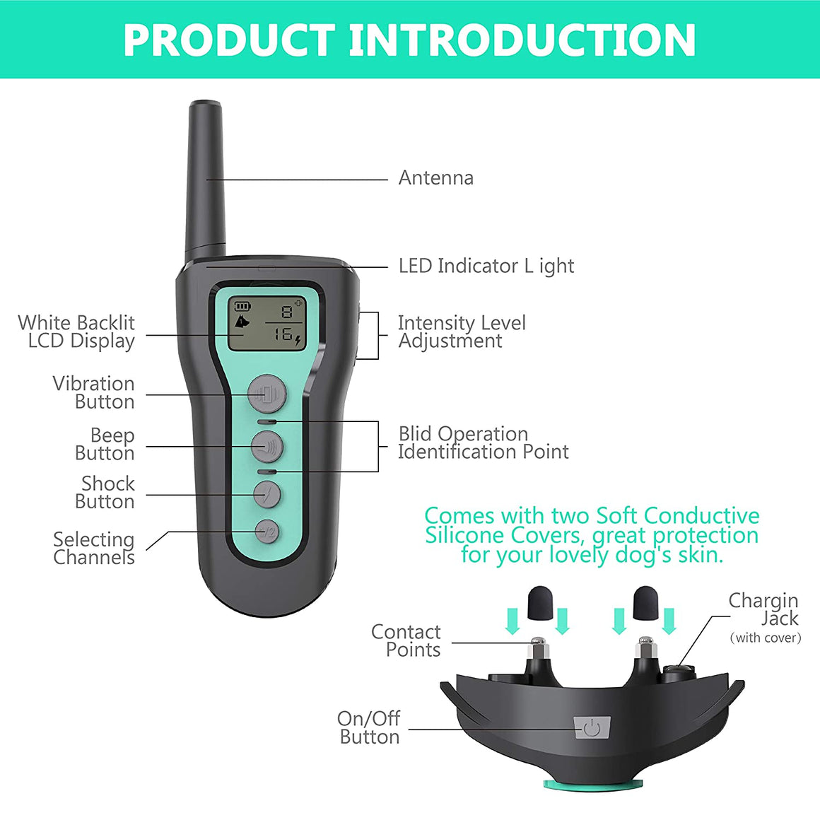 BESTHING Dog Training Collar - Rechargeable Dog Shock Collar 3 Training Modes, Beep, Vibration and Shock, 100% Waterproof, Up to 1000Ft Remote Range Dog Training Set